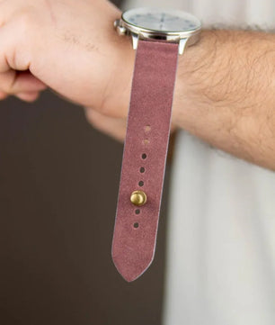 Burgundy Suede Leather Watch Strap - Quick Release Pins - The Hermoso