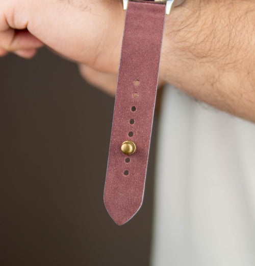 Burgundy Suede Leather Watch Strap - The Hermoso