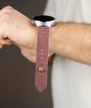 Burgundy Suede Leather Watch Strap - Quick Release Pins - The Hermoso