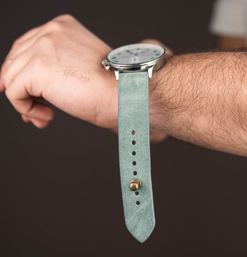 Sage Green Suede Leather Watch Strap - The Hermoso