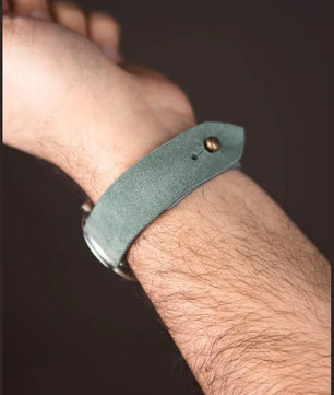 Sage Green Suede Leather Watch Strap - Quick Release Pins - The Hermoso