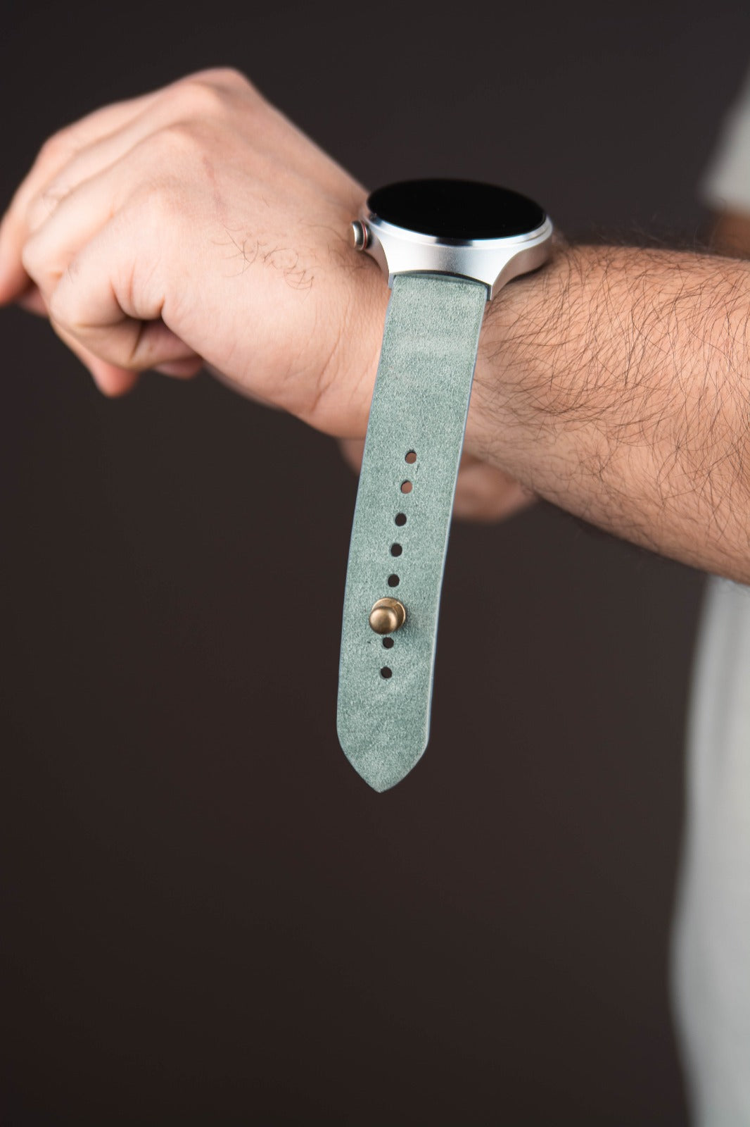 Sage Green Suede Leather Watch Strap - The Hermoso