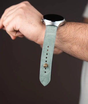 Sage Green Suede Leather Watch Strap - Quick Release Pins - The Hermoso