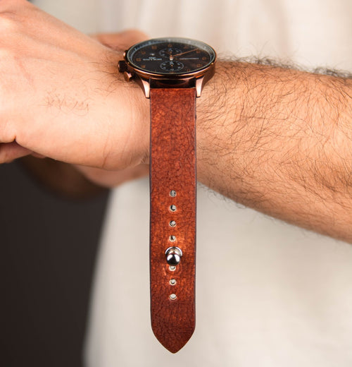 Ox-blood Burgundy Leather Watch Strap - Quick Release Pins - The Hermoso