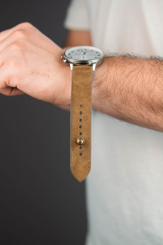 Ochre Suede Leather Watch Strap - The Hermoso