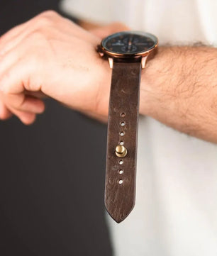 Chocolate Brown | Ostrich Leather Watch Strap - Quick Release Pins -The Hermoso