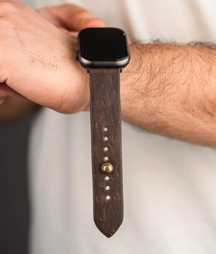 Chocolate Brown | Ostrich Apple Watch Strap - Pure Leather Strap