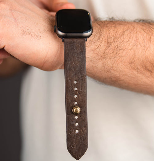 Chocolate Brown | Ostrich Apple Watch Strap - Pure Leather Strap
