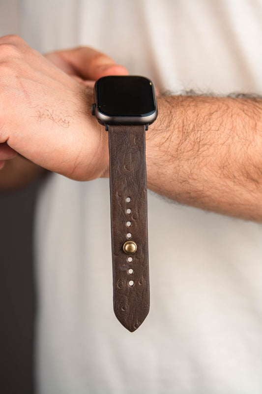Chocolate Brown | Ostrich Apple Watch Strap - Pure Leather Strap