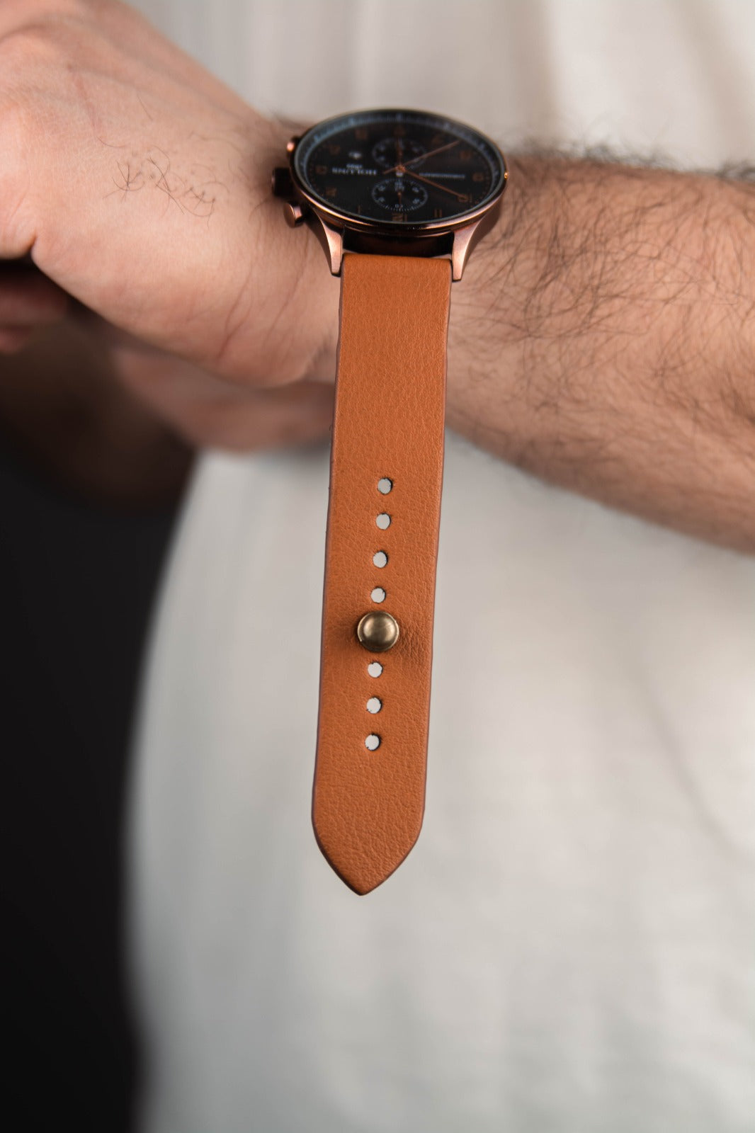 Burnt Orange Leather Watch Strap - Quick Release Pins -The Hermoso
