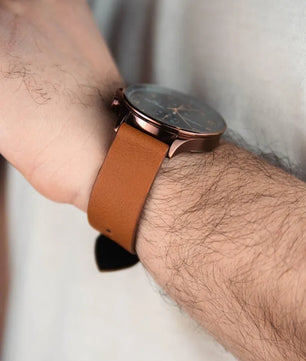 Burnt Orange Leather Watch Strap - Quick Release Pins -The Hermoso