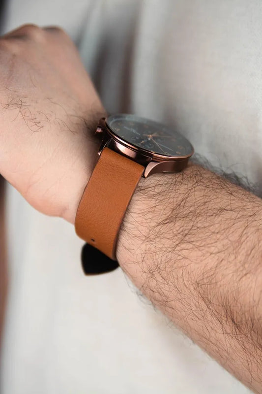 Burnt Orange Leather Watch Strap - Quick Release Pins -The Hermoso