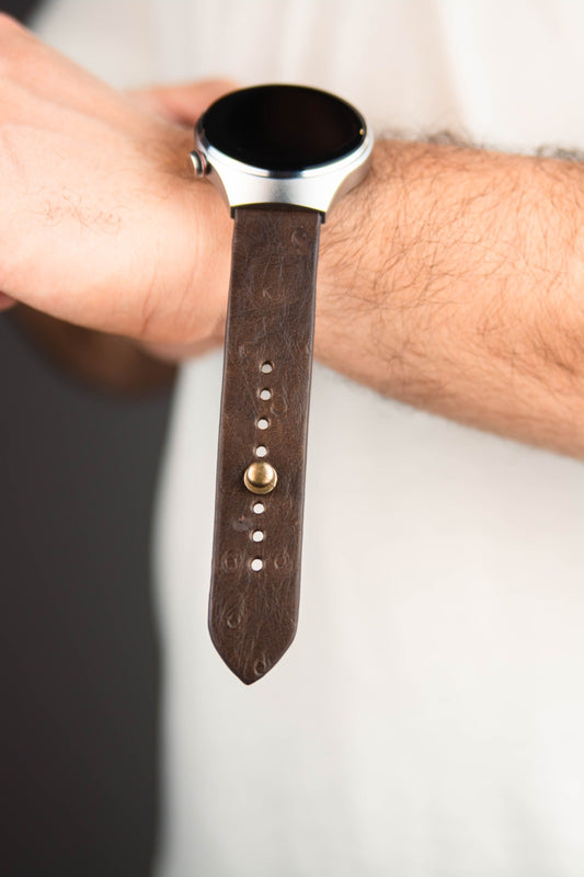 Chocolate Brown | Ostrich Leather Watch Strap - Quick Release Pins -The Hermoso