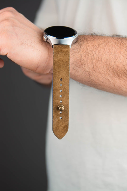 Ochre Suede Leather Watch Strap - Quick Release Pins - The Hermoso