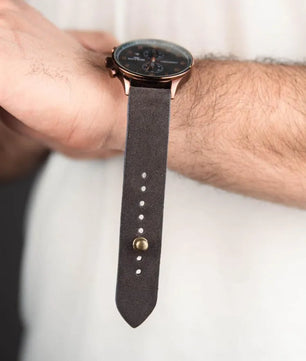 Dark Gray Suede Leather Watch Strap - Quick Release Pins - The Hermoso