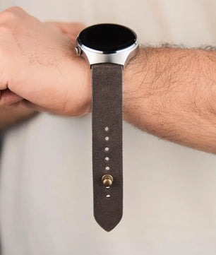Dark Gray Suede Leather Watch Strap - Quick Release Pins - The Hermoso