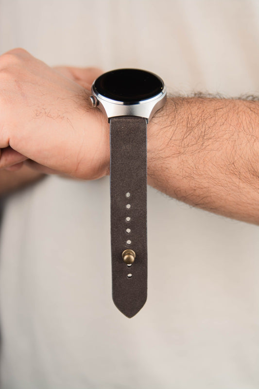 Dark Gray Suede Leather Watch Strap - Quick Release Pins - The Hermoso