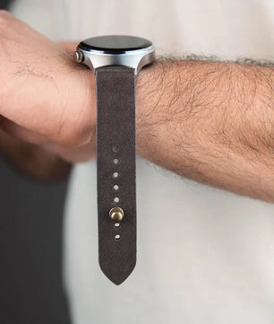 Dark Gray Suede Leather Watch Strap - Quick Release Pins - The Hermoso