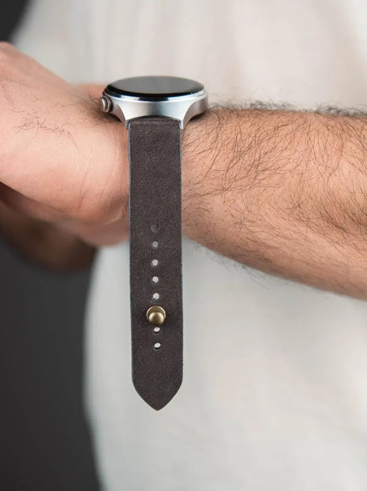 Dark Gray Suede Leather Watch Strap - Quick Release Pins - The Hermoso