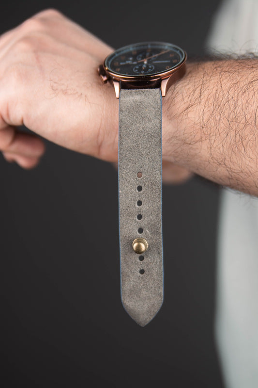 Gray Suede Leather Watch Strap - The Hermoso