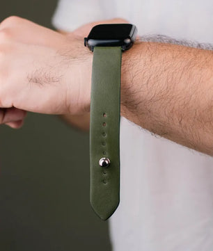 Olive Green Apple Watch Strap - Leather Strap