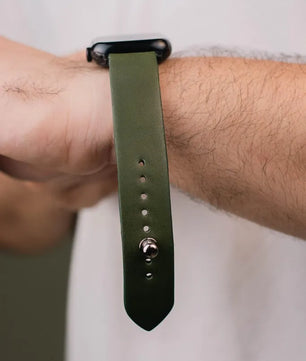 Olive Green Apple Watch Strap - Leather Strap