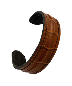 The Grit - Tan Brown Croc - Kara Style Leather Bracelet / Leather Cuff