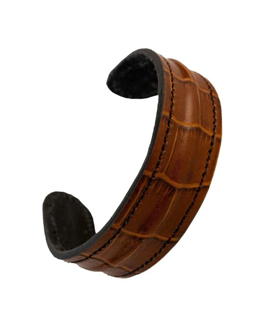 The Grit - Tan Brown Croc - Kara Style Leather Bracelet / Leather Cuff
