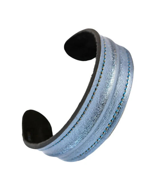 The Grit - Shimmer Sky Blue Ladies Leather Cuff Bracelet