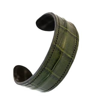 The Grit - Green Croc - Kara Style Leather Bracelet / Leather Cuff
