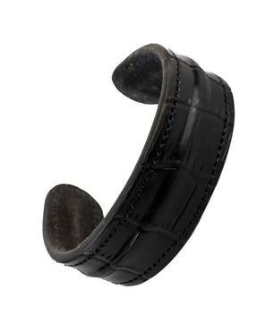 The Grit - Black Croc - Kara Style Leather Bracelet / Leather Cuff