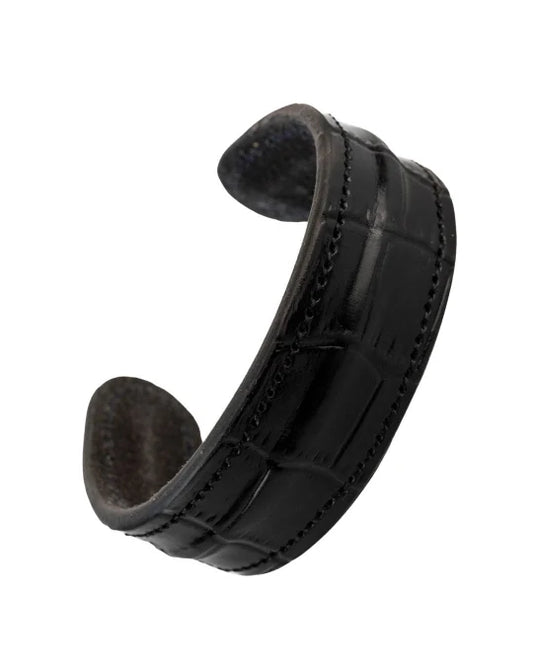 The Grit - Black Croc - Kara Style Leather Bracelet / Leather Cuff