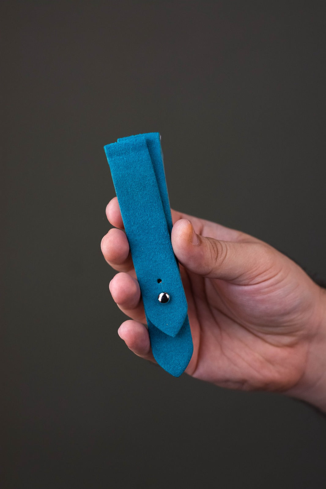 Cyan Blue Suede Leather Watch Strap - Quick Release Pins - The Hermoso