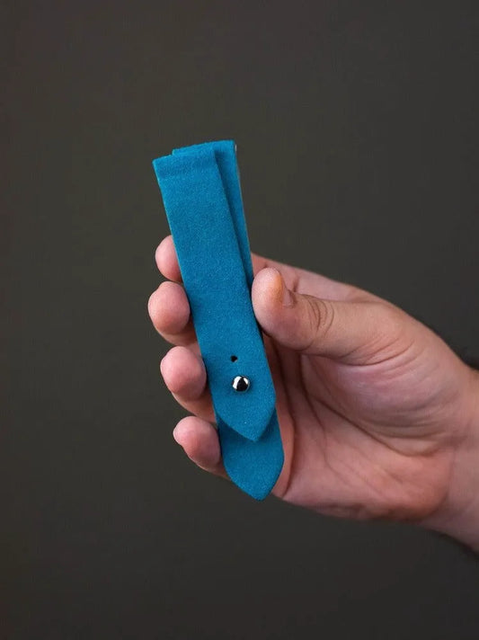 Cyan Blue Suede Leather Watch Strap - Quick Release Pins - The Hermoso