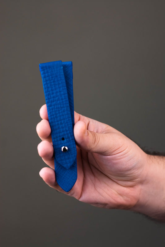 Cobalt Blue Leather Watch Strap - Quick Release Pins - The Hermoso