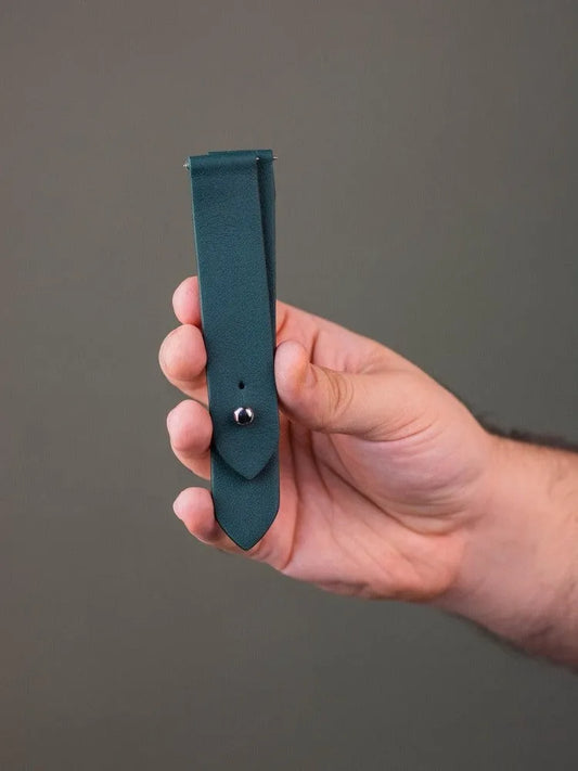Emerald Green Leather Watch Strap - Quick Release Pins - The Hermoso