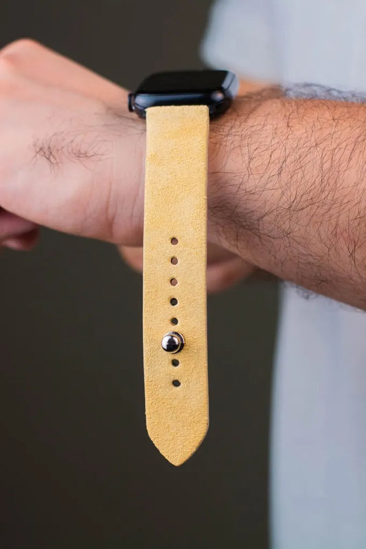 Lemon Yellow Apple Watch Strap - Suede Leather Strap