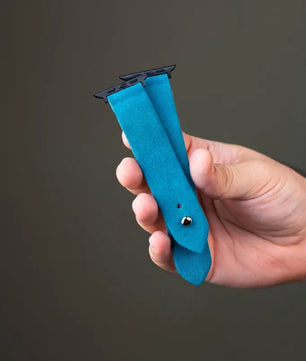 Cyan Blue Apple Watch Strap - Suede Leather Strap