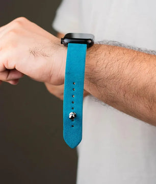 Cyan Blue Apple Watch Strap - Suede Leather Strap