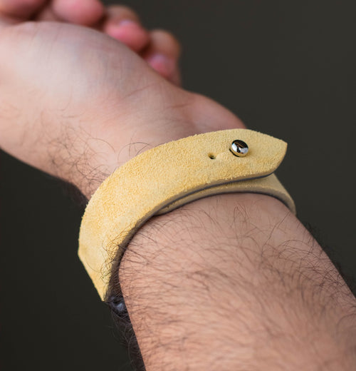 Lemon Yellow Suede Leather Watch Strap - Quick Release Pins - The Hermoso