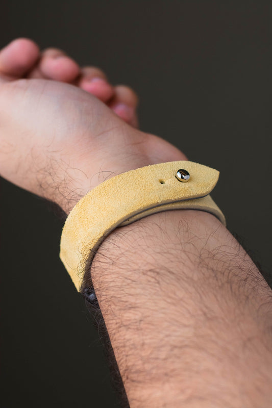 Lemon Yellow Suede Leather Watch Strap - Quick Release Pins - The Hermoso
