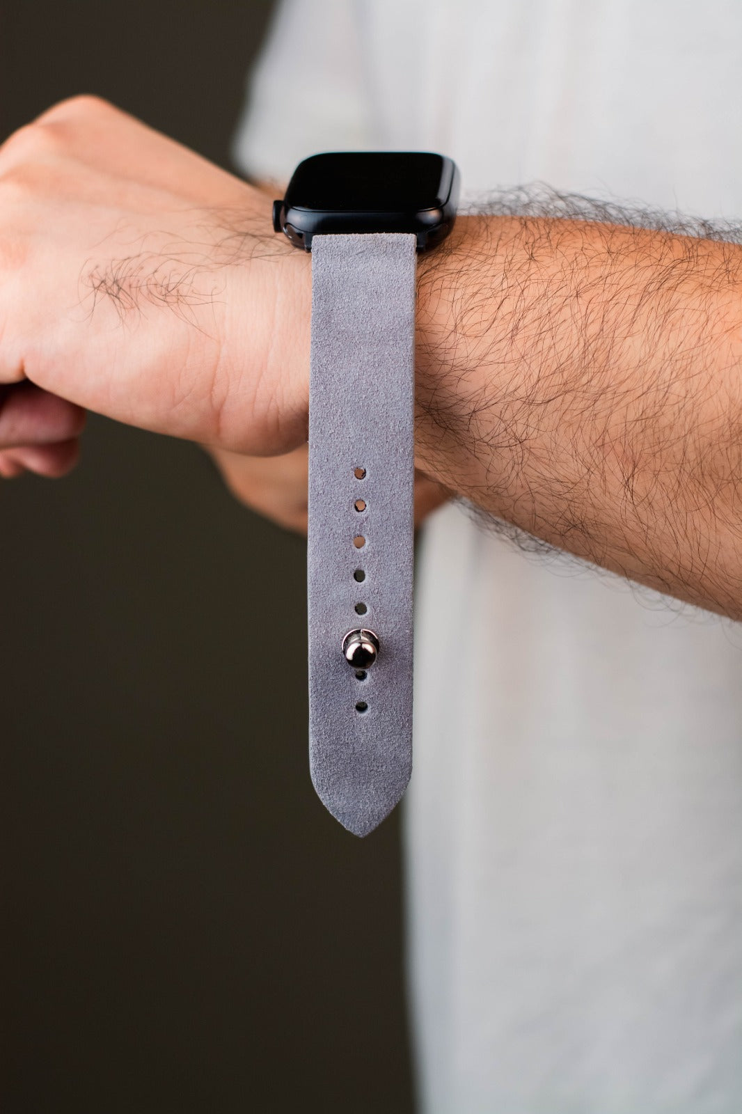 Pewter Gray Apple Watch Strap - Suede Leather Strap