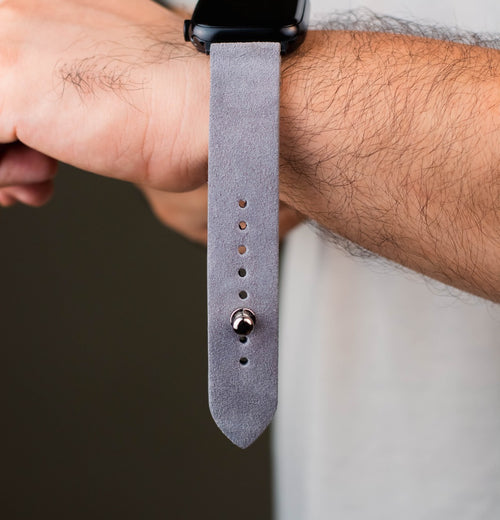 Pewter Gray Apple Watch Strap - Suede Leather Strap