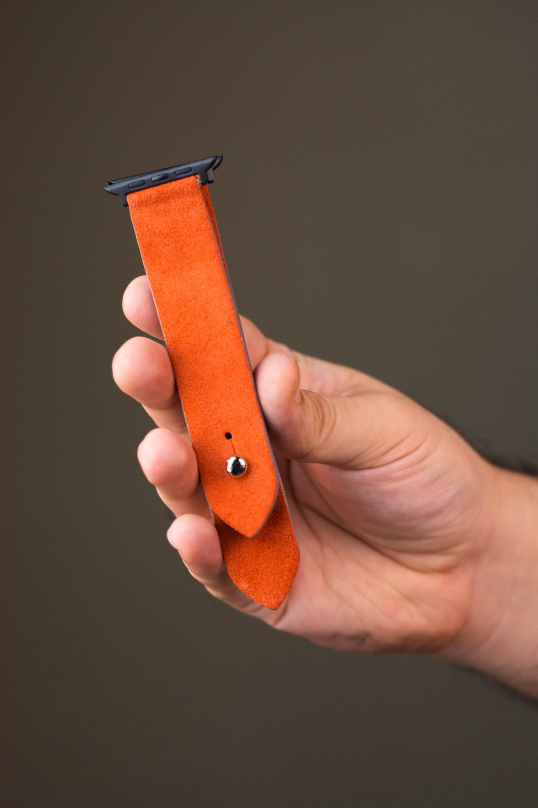 International Orange Apple Watch Strap - Suede Leather Strap