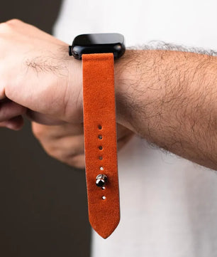 International Orange Apple Watch Strap - Suede Leather Strap