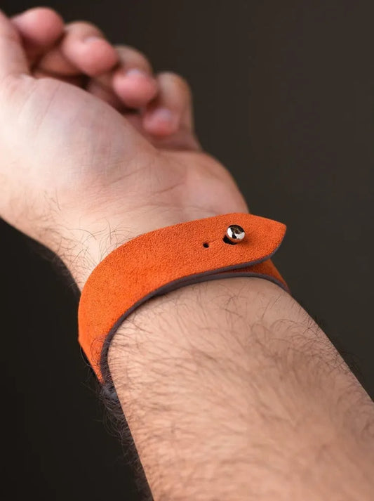 International Orange Suede Leather Watch Strap - Quick Release Pins - The Hermoso