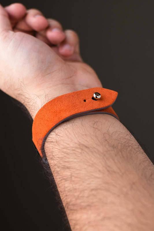 International Orange Suede Leather Watch Strap - Quick Release Pins - The Hermoso