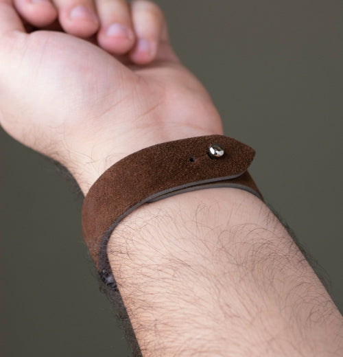 Deep Brown Suede Leather Watch Strap - Quick Release Pins - The Hermoso