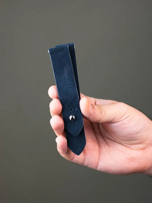 Denim Blue Suede Leather Watch Strap - Quick Release Pins - The Hermoso