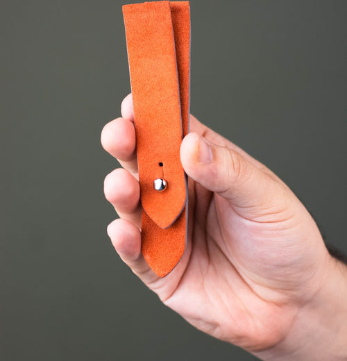 International Orange Suede Leather Watch Strap - Quick Release Pins - The Hermoso